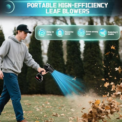990000RPM Cordless Leaf Blower – Portable Electric Dust Cleaner with 2 Batteries, High-Speed Turbo for Yard Care