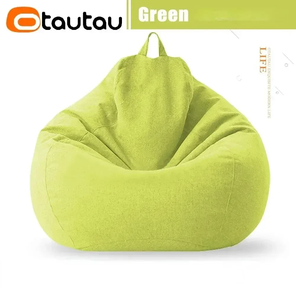 OTAUTAU Cotton Linen Bean Bag Cover without Filler Floor Corner Lazy Beanbag Chair Pouf Salon Ottoman Puff Lounger Sac DD002