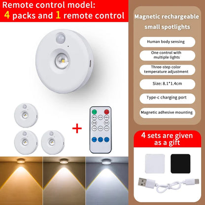 Motion Sensor LED Under Cabinet Lamp Dimmable Rechargeable Night Light Stairs Closet Room Aisle Tube Bar Detector Bulb
