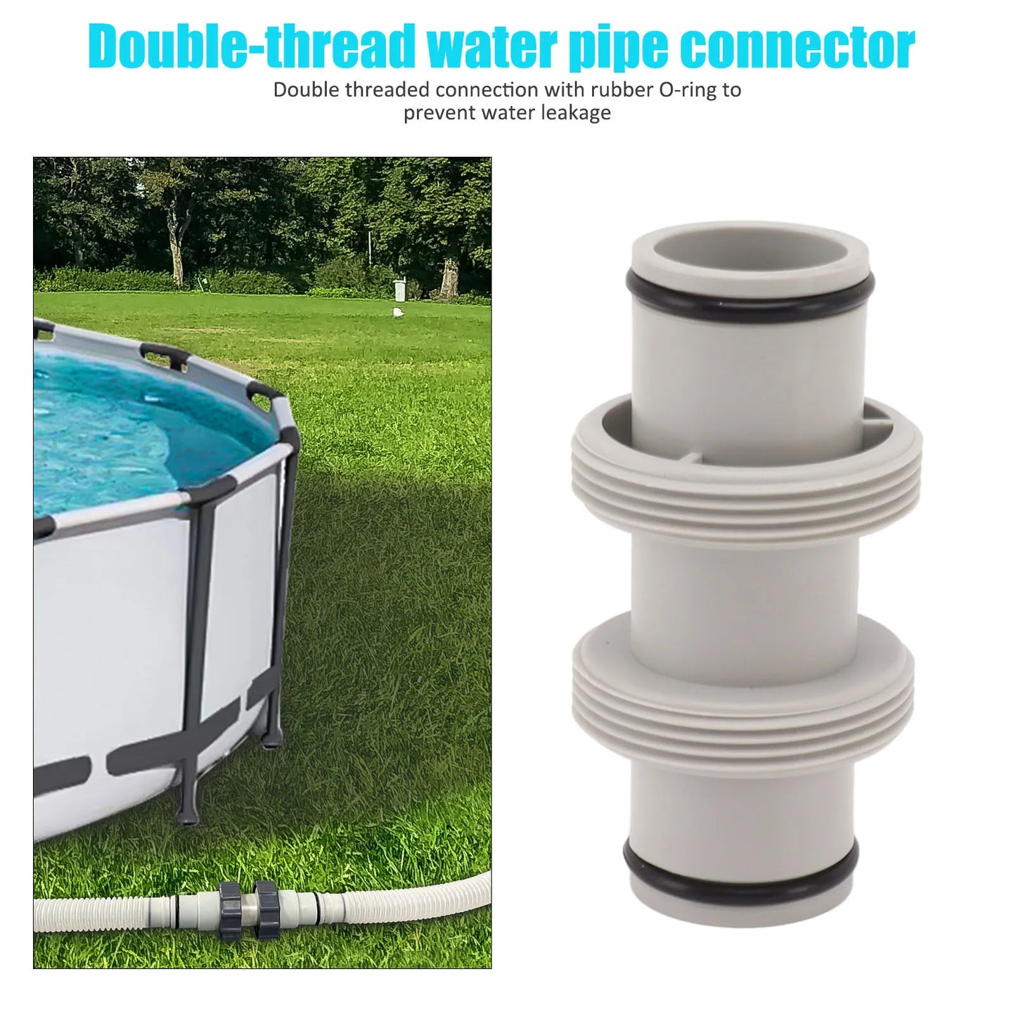 Pool Hose Connector 1.5in To 1.5in Pool Hose Adapter Replacement Elastic Rubber  Antileak Straight Joint for Salt System