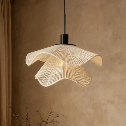 LED E27 Pendant Light Wabi Sabi Style Hemp Rope Pendant Lamp Warm Lights Living Room Bedroom Restaurant Home Decor Lighting