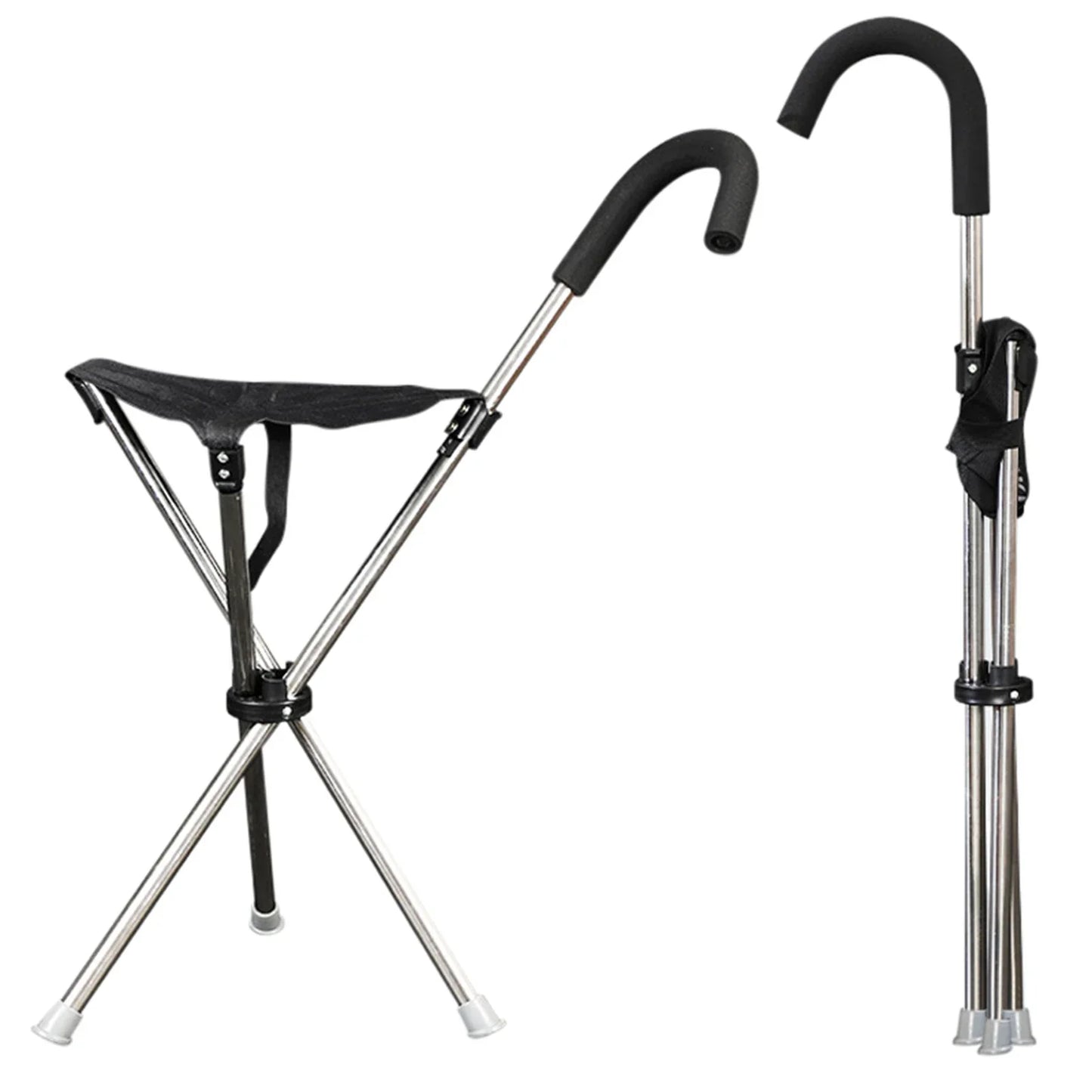 Foldable Cane Easy To Carry Seat Portable Stool Folding Chair Non Slip Handle Super Light Walking Stick For Outdoor Walking