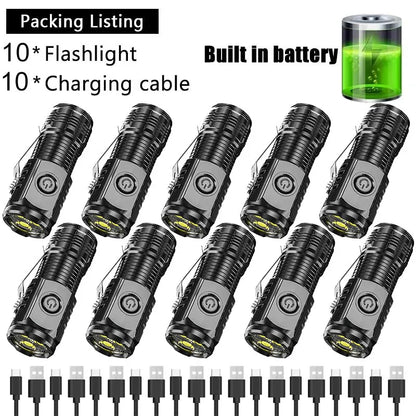 Super Bright Mini 3LED Flashlights With Pen Clip Built in Battery USB Charge Flashlight Outdoor Portable Torch Emergency Lamp