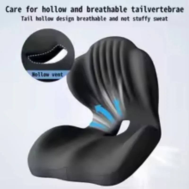 Memory Foam Lumbar Support Cushion - Ergonomic Back Pain Relief for Office Chair & Car Seat, Long Sitting Comfort