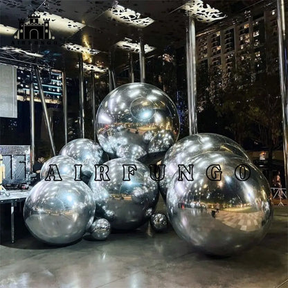Airfungo Big Inflatable Mirror Balls INFLATABLE MIRROR BALL/SPHERE KIT (INCLUDES PUMP) - 4 SIZES / 6 PIECE KIT Customization