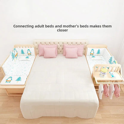 Children Bed Solid Wood Baby Crib Convertible Toddler Bed Portable Bassinet Nontoxic Finish Adjustable Mattress Easy Assembly
