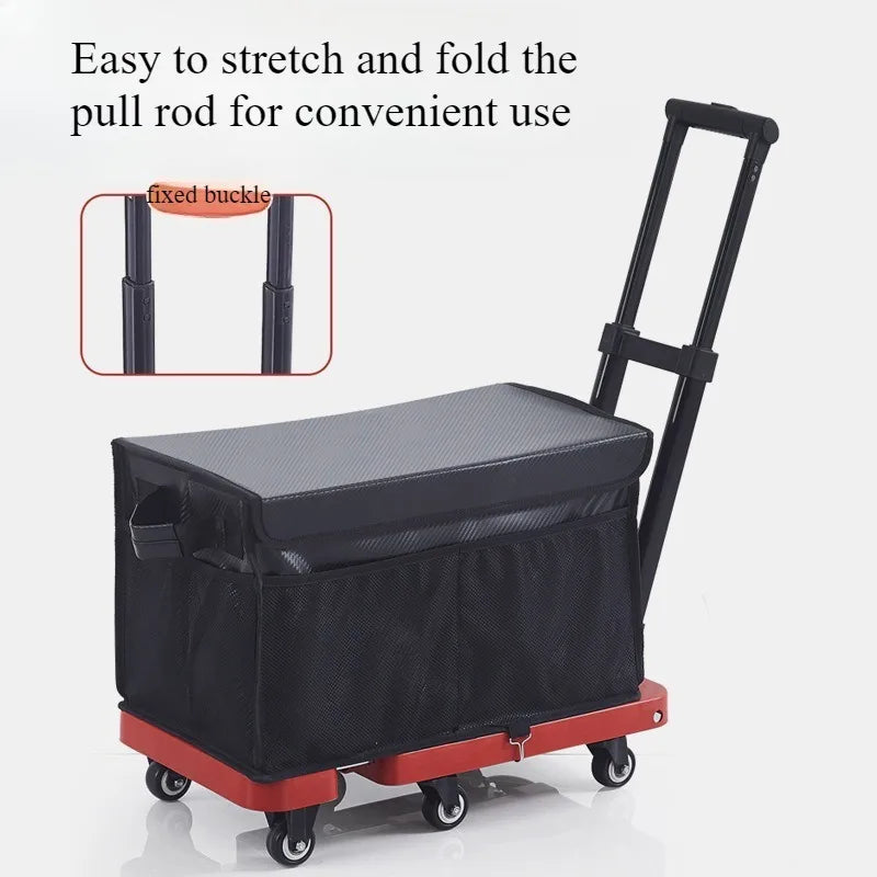 Folding trolley portable pull truck folding moving luggage flatbed cart shopping cart