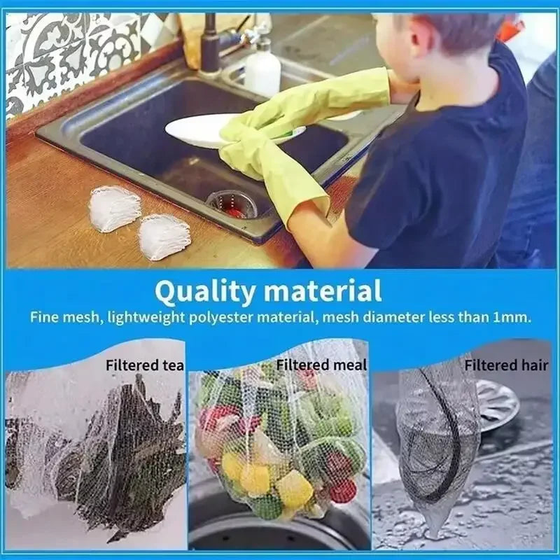 100/500pcs Disposable Sink Filter Mesh Bags Kitchen Sink Strainer Drain Hole Anti-blocking Garbage Bag Cleaning Strainers Net