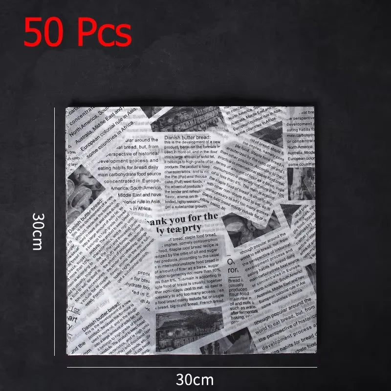 50 Pcs Parchment Paper Sheets Sandwich Wrap Wax Paper Deli Wax Paper Sheets Grease Resistant Tray Basket Liners Newsprint Paper