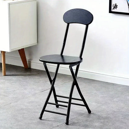 1pc Classic Style Folding Chair with Oval Seat Portable, No Assembly Needed, Durable Metal Frame Hardwood Construction for Home