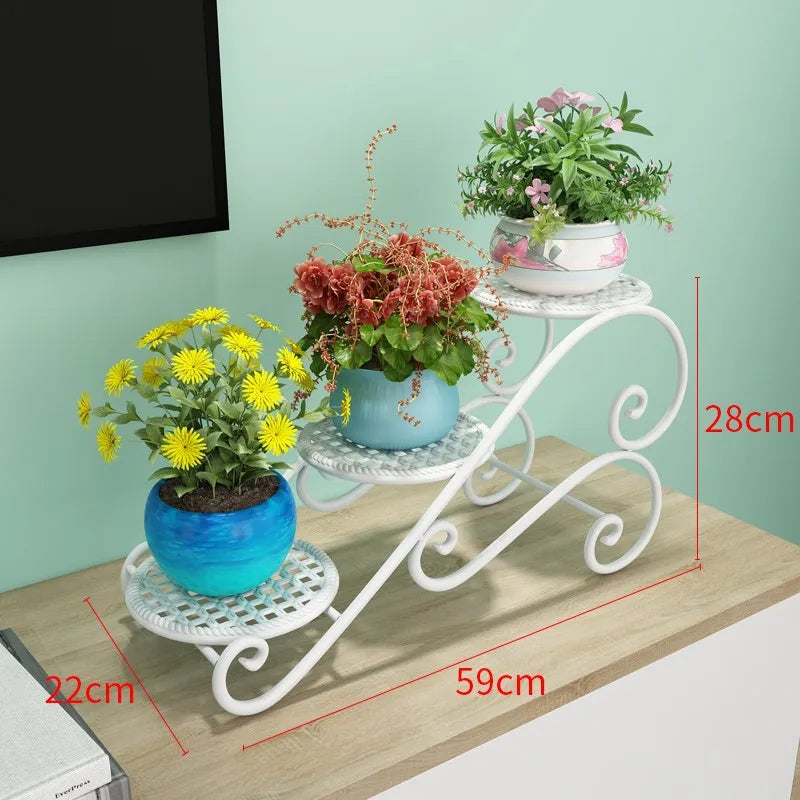 Two Tier Iron Plant Stand Floor Balcony Plant Rack Indoor Living Room Minimalist Flower Pot Shelf Hanging Plants Plant Rack