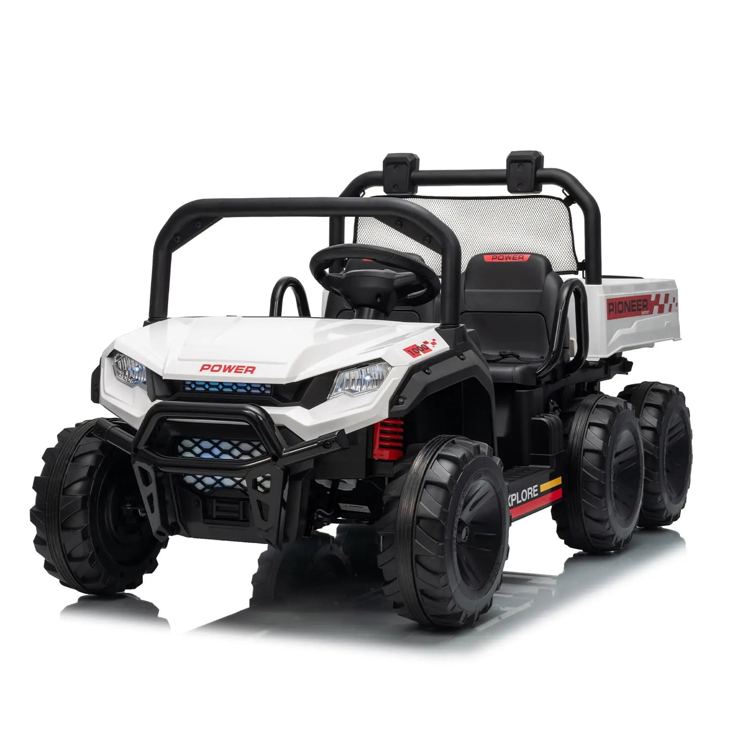 24V 4WD Electric Ride-on Dump Truck For Kids 2-Seater With Parental Remote Control 3 Speeds All-Terrain Off-Road Toy Car