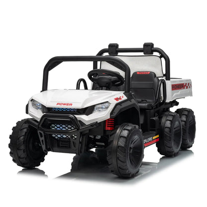 24V 4WD Electric Ride-on Dump Truck For Kids 2-Seater With Parental Remote Control 3 Speeds All-Terrain Off-Road Toy Car