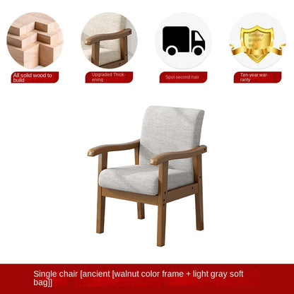 Solid wood chair single sofa chair computer desk chair home comfortable backrest armchair sitting mahjong elderly chair