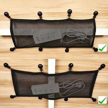 Under Desk Cable Management Net - 8-Hole Socket Mesh Organizer with Elastic Edge, Flexible Wire Hider for Office & Home