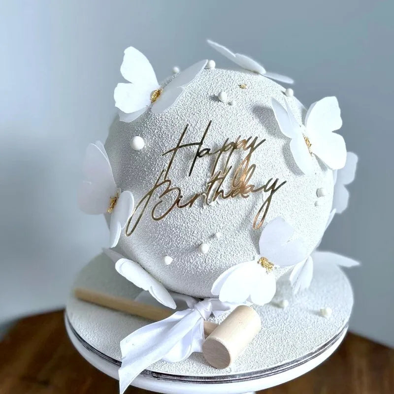 New Acrylic Kids Happy Birthday Cake Toppers Gold Boy or Girl Birthday Party Cake Topper for Baby Shower Gift Dessert Decoration