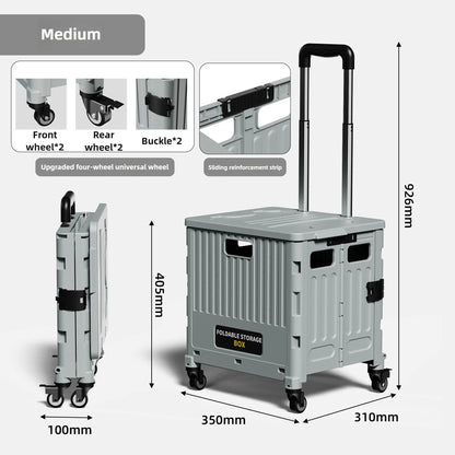 Household multi-functional shopping trolley, portable folding shopping trolley, trailer, camping, large-capacity storage box