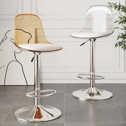 Adjustable Swivel Bar Stool Gas Lift High Back PU Leather Modern Counter Chair Kitchen Breakfast Bar Bar Stools Furniture