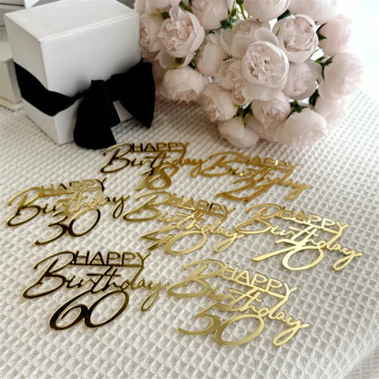 New 18, 30, 40 and 50 Years Old Happy Birthday Cake Topper Gold Acrylic Birthday  Party Cake Toppers Decorations Baking Supplies