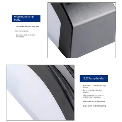 Aluminum Black Grille Wall Sconces E27 Base IP54 Waterproof Outdoor Wall Lamp  Balcony Courtyard Porch Hallway Corridor Lighting