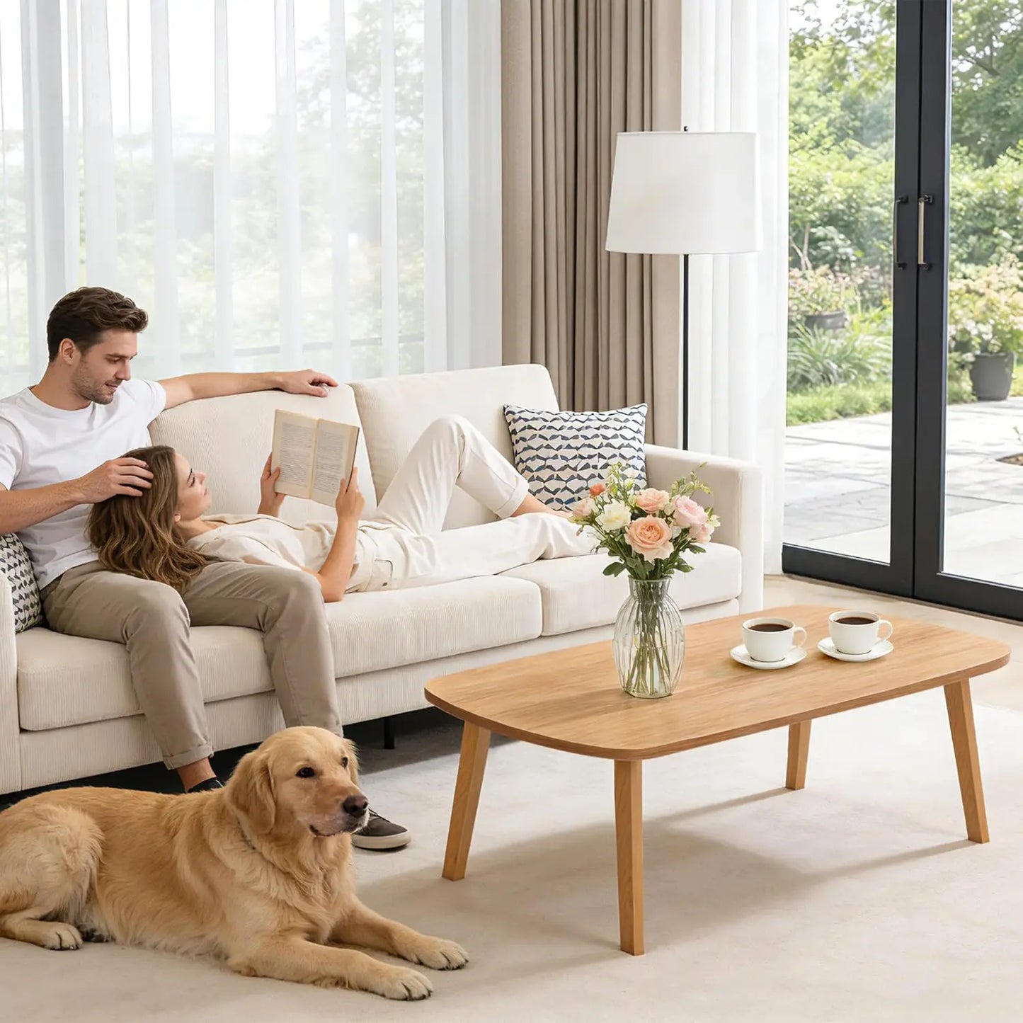 Rectangular Wooden Foldable Coffee Sofa Table Tatami Tea Table with Folding Legs Portable Laptop Desk for Home Office Balcony