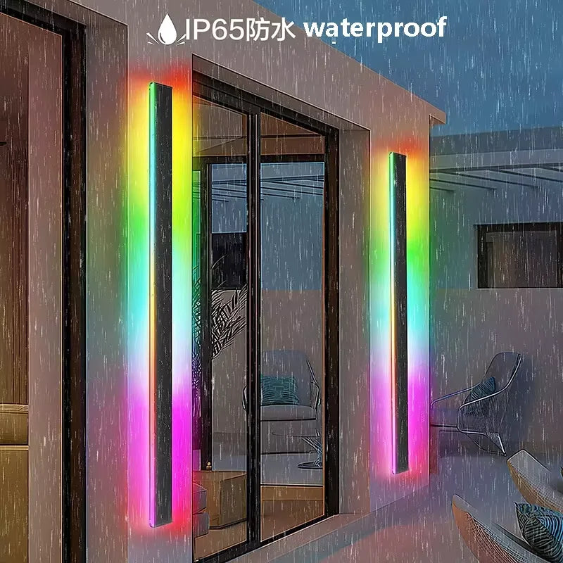 IP65 Waterproof LED Wall Light Outdoor RGB with Remote Control Indoor Dimmable Long Wall Lamp Balcony Entrance Porch Lighting