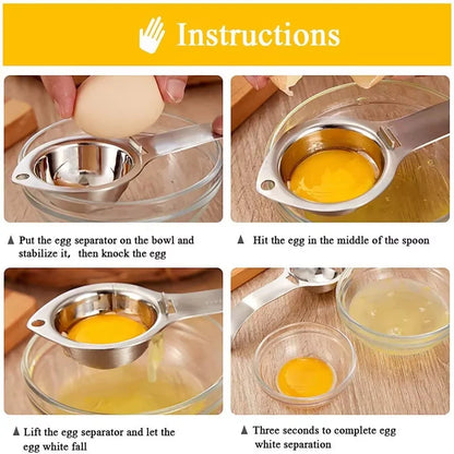1 Piece Egg Separator Egg Yolk White Separator Stainless Steel Egg White Yolk Sifting Filter Egg Divider Kitchen Gadgets YY003