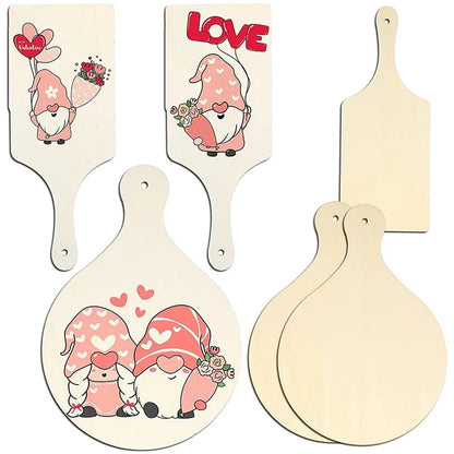 3/6/10Pcs Wooden Cutting Board Craft with Handle Wooden Chopping Board Unfinished Round Charcuterie Cheese Boards for Christmas