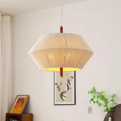Wabi Sabi Woven Cotton Thread LED Pendant Light Minimalist Hand-Woven Chandeliers Restaurant Living Room Bar Hotel Hanging Lamp