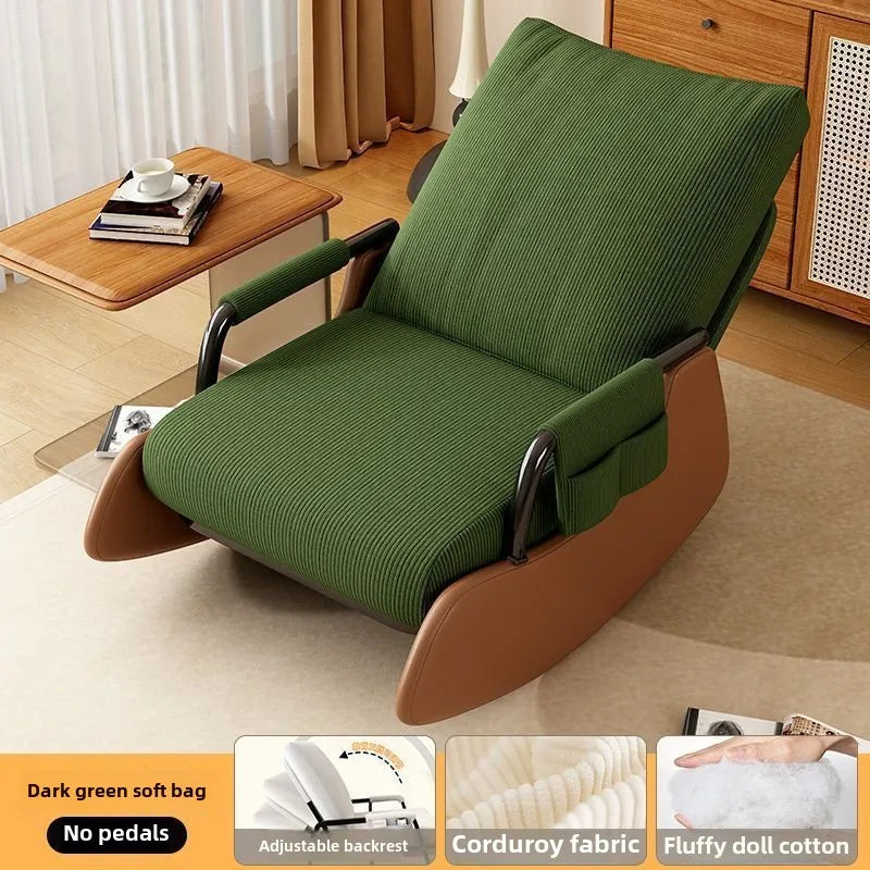 Reclining chair lunch break folding lazy sofa chair adults can sit reclining office nap chair balcony household rocking chair