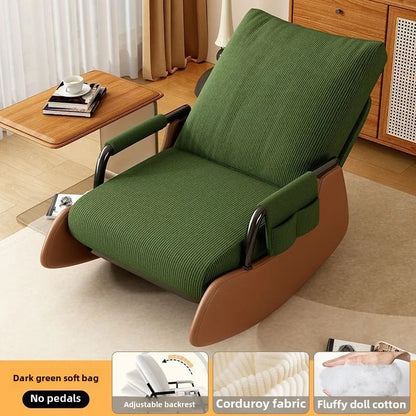 Reclining chair lunch break folding lazy sofa chair adults can sit reclining office nap chair balcony household rocking chair
