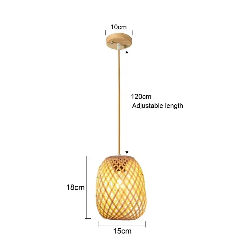 Rattan Chandelier Lampshade Natural Weaved Wicker Pendant Light for Home Restaurant Decor Rattan Hand-Woven Bamboo Lampshade