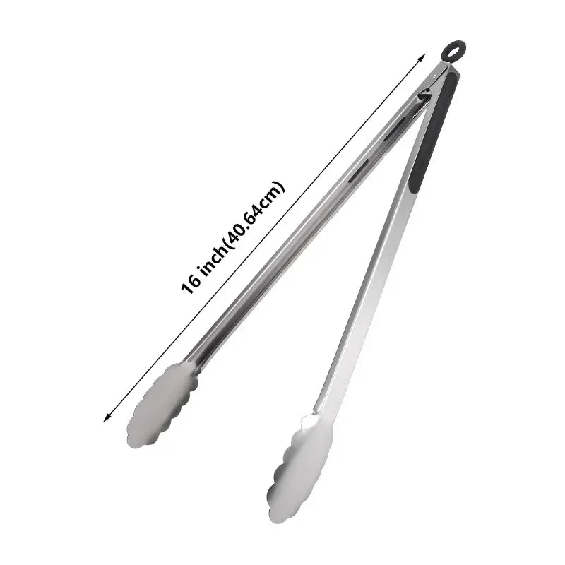 9/12/16 inch stainless steel BBQ grilling tongs salad food clip non-slip handle bread serving Tong cooking barbecue clip clamp