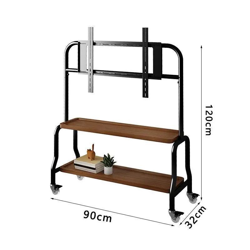 Stainless steel TV floor stand movable vertical wheeled trolley TV stand living room bedroom universal hanger Storage rack