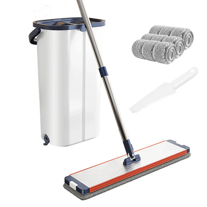 Magic Flat Squeeze Mop With Bucket Hand Free Lazy Cleaning Mop Microfiber Rotating Self Wringing Mop House Cleaning Spin bucket