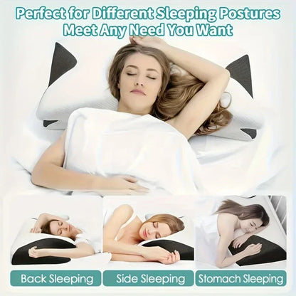 New  2 in 1 Ergonomic Neck Horn Pillow for Side Back Stomach Sleepers Contoured Design Shoulder Relaxation Soft Yet Firm Support