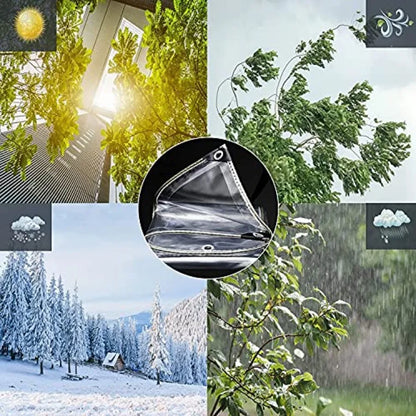 Canopies Tarps Clear PVC Waterproof Cloth Tear Resistance Waterproof 0.35mm Vinyl Transparent Awning Canopy Patio EnclosureAnti