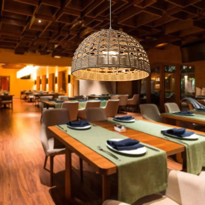 Rattan Chandelier Lampshade Natural Weaved Wicker Pendant Light for Home Restaurant Decor Rattan Hand-Woven Bamboo Lampshade
