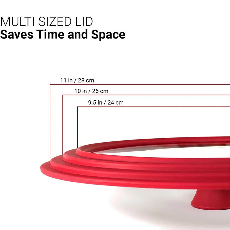 PGY Multifunctional Tempered Glass Pot Lid Silicone Rim Cool Touch Handle Steam Dishwasher Safe Skillet Pan Cover