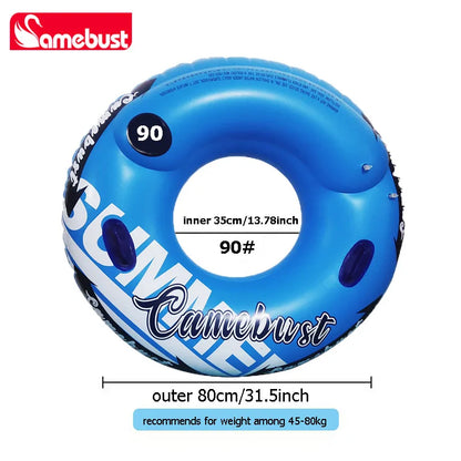 Camebust Double Valves Swim Ring Inflatable Float Tube Water Play Toys  for adult kids Blue and Yellow Color 43in