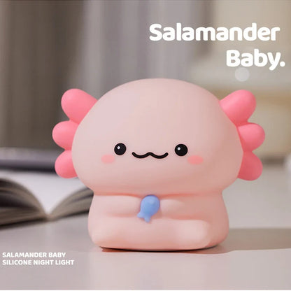 Axolotl Baby Night Light Cute Silicone Salamander Sleep Light USB Rechargeable Touch Control Night Light Children Birthday Gift