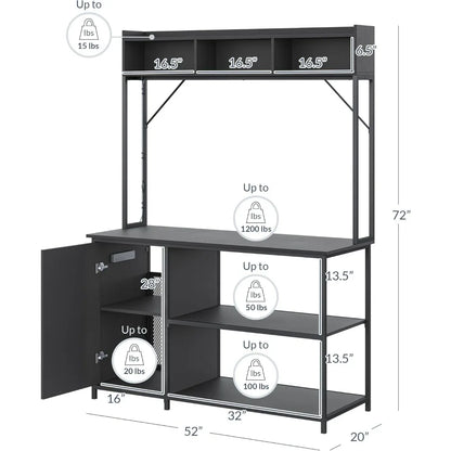 55-90 Gallon Aquarium Stand with LED Lights, Fluted Cabinet For Fish Tank Accessories Storage, Heavy Duty Metal & Power Outlets