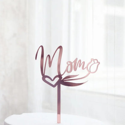 Happy Mothers Day birthday Cake Topper Gold Simple design Acrylic MOM Party Cake Toppers Mother's Day Gifts Dessert Decoration
