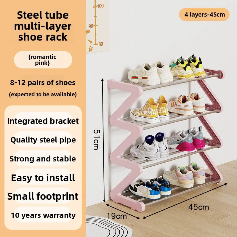 Simple shoe rack Multifunctional storage rack Multi-layer Z-shaped shoe rack Household dormitory shoe rack