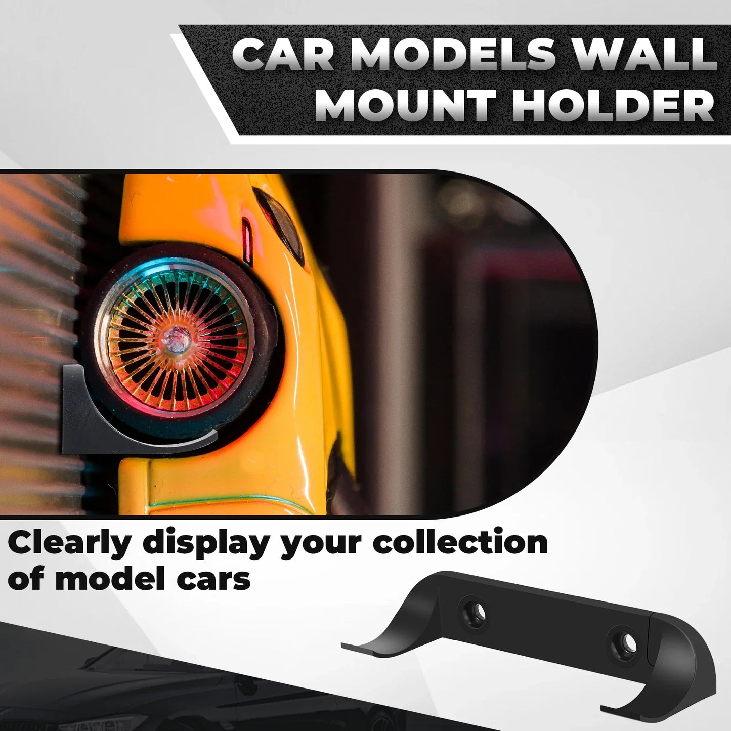 12/20Pcs Collectible Car Display Wall Mount Firm Display Car by Wheels on Wall Hanging Car Toy Display Rack for Lego Car Models