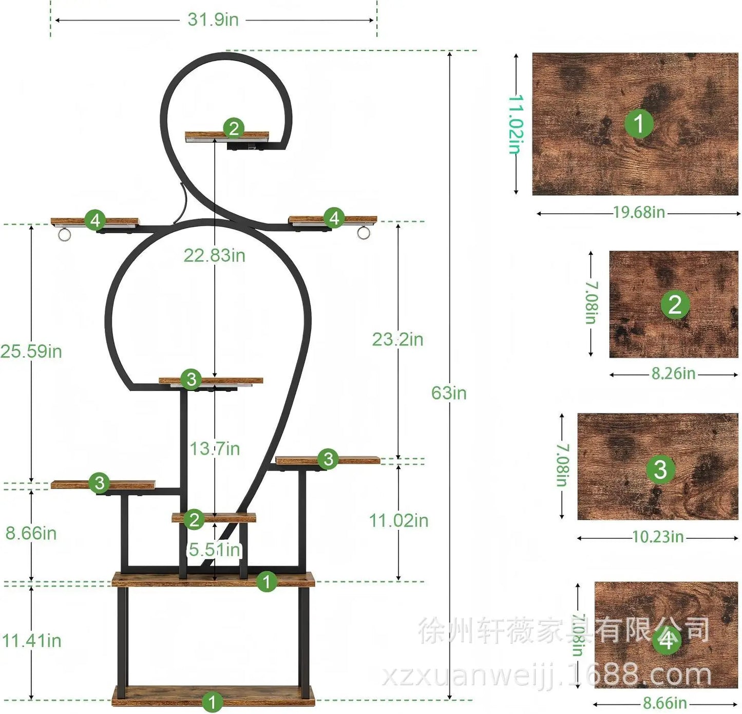 Flower stand indoor growth light multi-layer wrought iron living room balcony household green plant rack storage rack