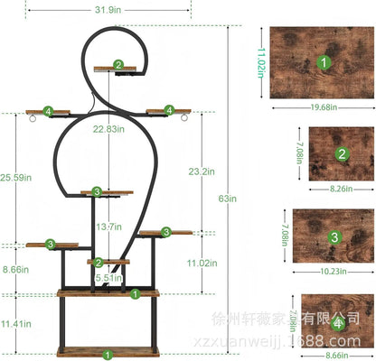 Flower stand indoor growth light multi-layer wrought iron living room balcony household green plant rack storage rack