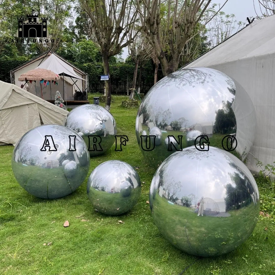 Airfungo Big Inflatable Mirror Balls INFLATABLE MIRROR BALL/SPHERE KIT (INCLUDES PUMP) - 4 SIZES / 6 PIECE KIT Customization