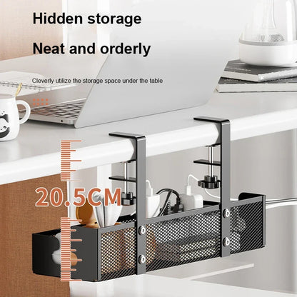 No Drilling Extendable Under Desk Cable Management Metal Cable Tray Under Desk With Clamp Retractable Power Strip Cord Holder