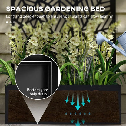 Outdoor Privacy Screen with Raised Graden Bed, Metal Frame